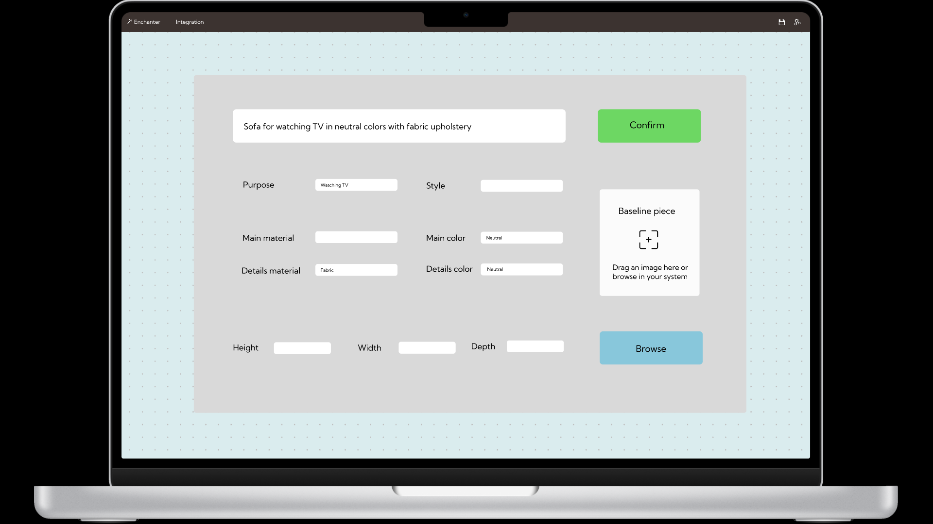 Select parameters for generation